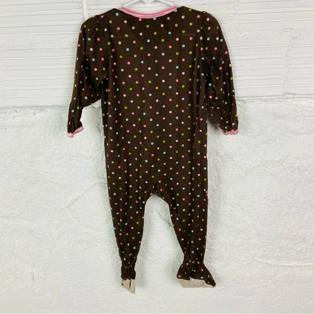 Carters Brown Polka Dot Kids One Piece footie pj with Cupcake Design size 18 M